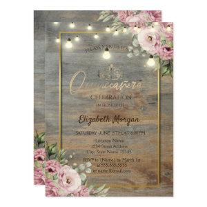 Tiara,Lights,Wood Gold Frame, Flowers Quinceañera