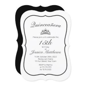 Tiara Modern Minimalist White Black Quinceañera
