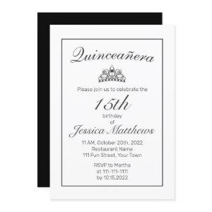 Tiara Modern Minimalist White Black Quinceañera