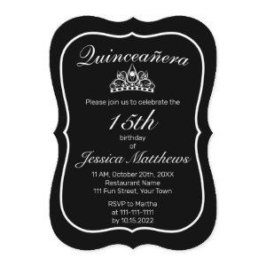 Tiara Modern Minimalist White Black Quinceañera