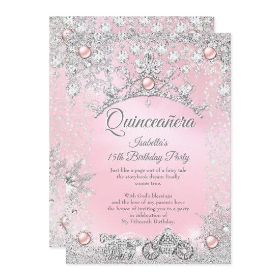 Tiara Pink Quinceanera 15th Winter Carriage