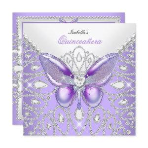 Tiara Quinceanera 15th Diamonds Purple Butterfly