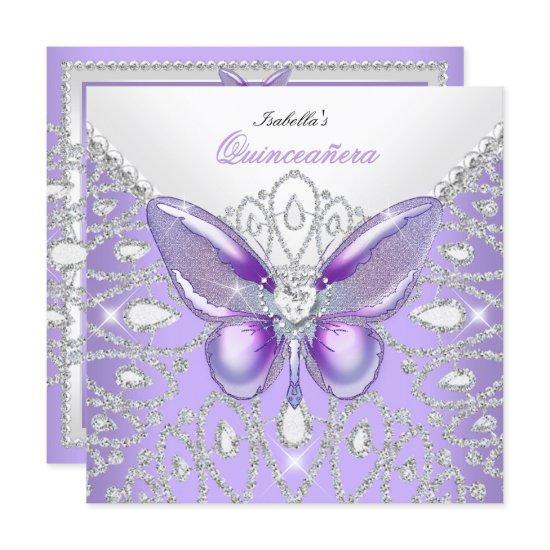 Tiara Quinceanera 15th Diamonds Purple Butterfly