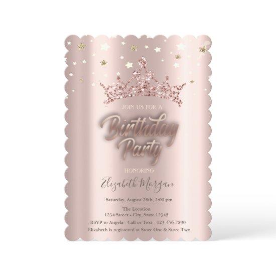 Tiara Stars Rose Gold Birthday Party