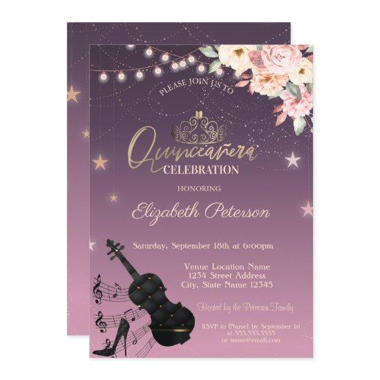 Tiara,String Lights,Guitar, Floral Quinceañera