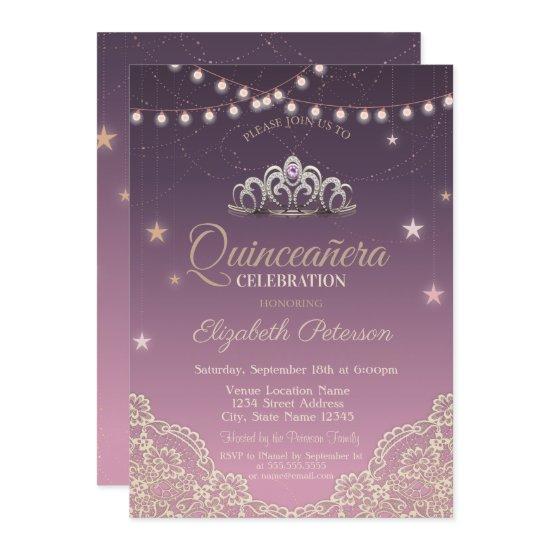 Tiara,String Lights,Lace  Quinceañera
