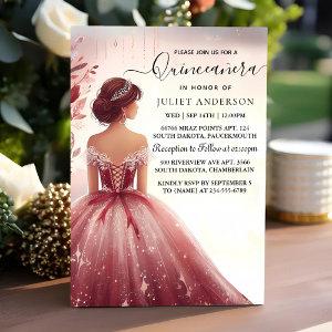 To Silver Plum Lace Gown Boho Burgundy Quinceanera