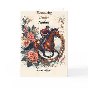 Tone Horse Cowboy Derby Party Western Quinceanera Thank You Card