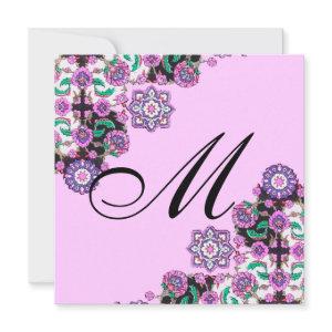 TOPKAPI BLACK  WHITE DAMASK MONOGRAM pink silver