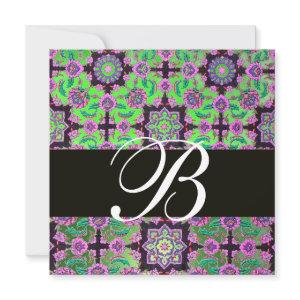 TOPKAPI GREEN BLACK  DAMASK MONOGRAM pink blue