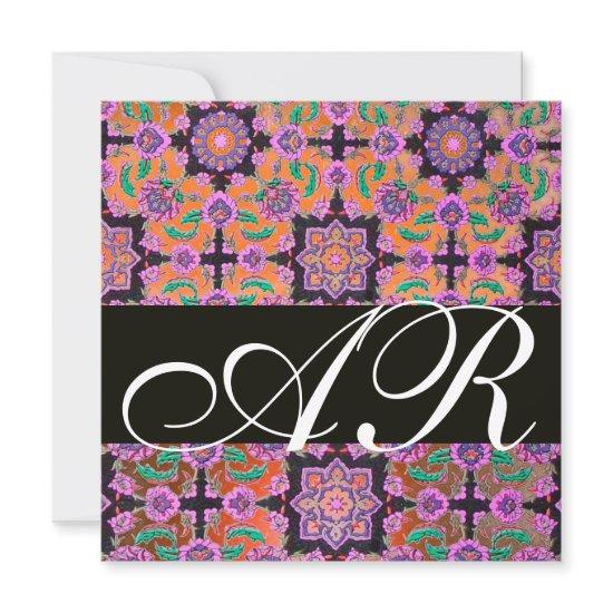 TOPKAPI ORANGE BLACK PINK  DAMASK MONOGRAM yellow