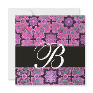 TOPKAPI PINK  BLACK  DAMASK MONOGRAM blue green
