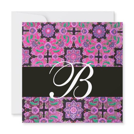 TOPKAPI PINK  BLACK  DAMASK MONOGRAM blue green