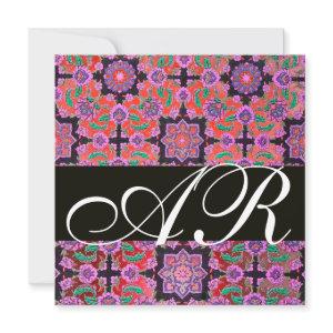 TOPKAPI RED BLACK PINK  DAMASK MONOGRAM yellow