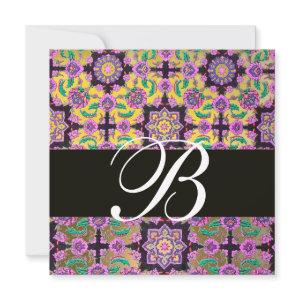 TOPKAPI YELLOW  BLACK  DAMASK MONOGRAM pink green