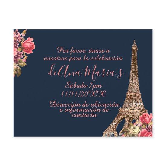 Torre Eiffel elegante lamentable de la Quinceanera