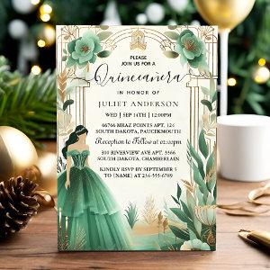 Trees Gold Mint Glam Emerald Green Quinceanera