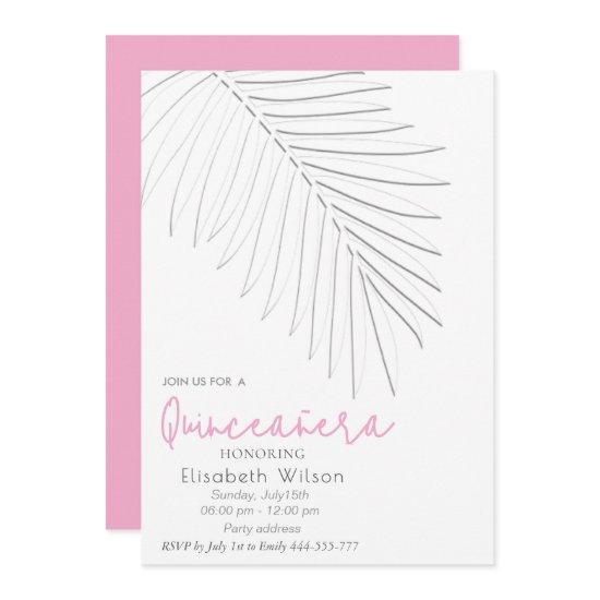 Trendy Embossed palm minimalist script Quinceañera