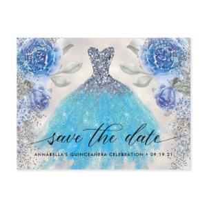 Trendy Floral Photo Quinceañera Save The Date Post Postcard