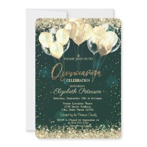 Trendy Gold Glitter Diamonds Balloons Green