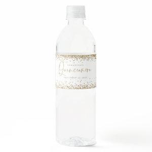 Trendy Gold Glitter Name Date Quinceañera Party  Water Bottle Label
