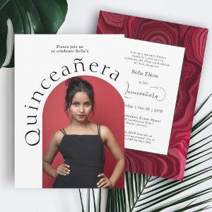 Trendy Modern Minimalist Arched Photo Quinceanera  Announcement