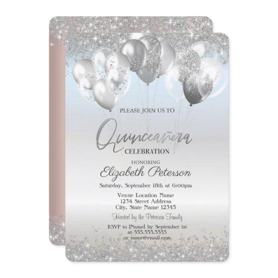 Trendy Silver Glitter Diamonds Balloons