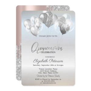 Trendy Silver Glitter Drips Balloons