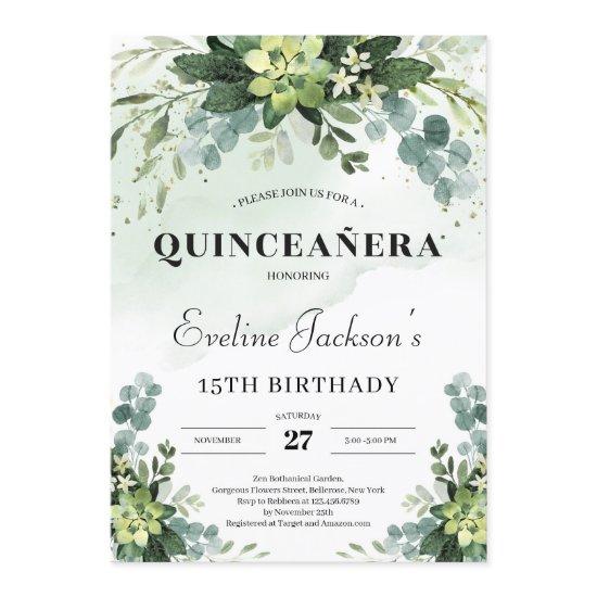 Trendy succulent eucalyptus boho quinceanera