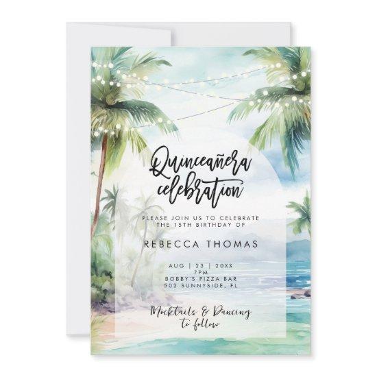 tropical beach ocean Quinceanera party