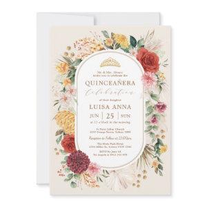Tropical Boho Pampas Flower Quinceañera Birthday