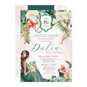 Tropical Emerald Green Floral Island Quinceañera