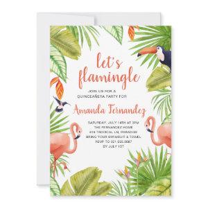 Tropical Flamingo Watercolor Quinceañera