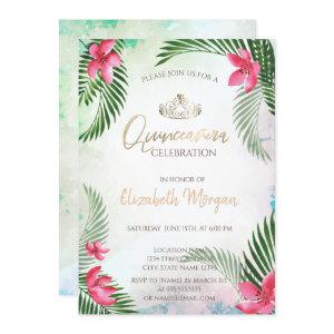 Tropical Flower Palm Cocktail Summer Quinceañera