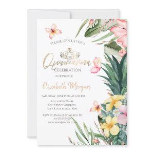Tropical Flower Pineapple Butterflies Quinceañera