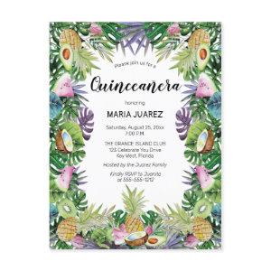 Tropical Fruit | Greenery Sunset Quinceañera  Postcard
