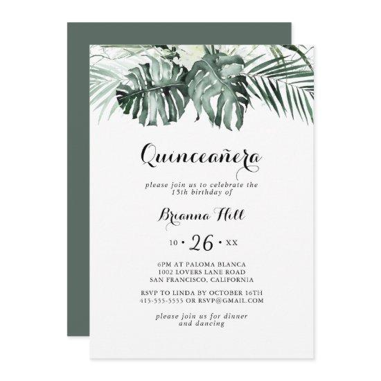 Tropical Greenery White Floral Quinceañera