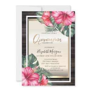 Tropical Hibiscus Wood Quinceanera