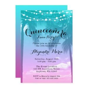 Tropical Luau Teal Pink Quinceanera