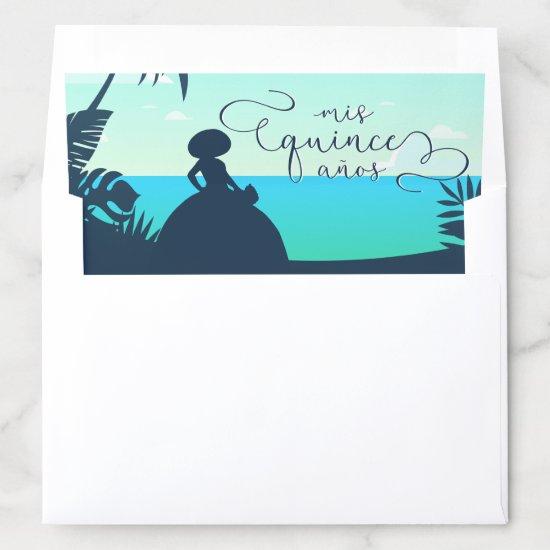 Tropical Silhouette Charro Quinceanera Envelope Liner