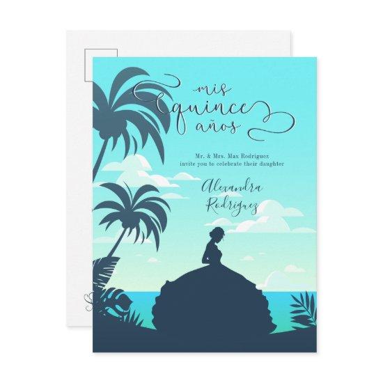 Tropical Silhouette Quinceanera  Postcard