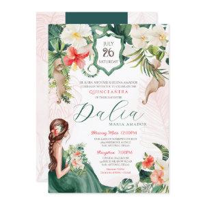 Tropical Theme Green and Pink Summer Quinceanera