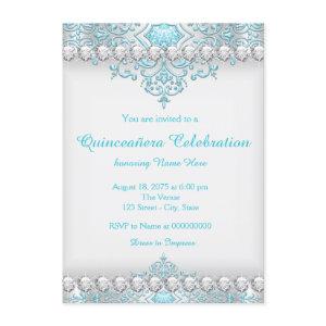 Turquoise and Silver Diamond Quinceanera