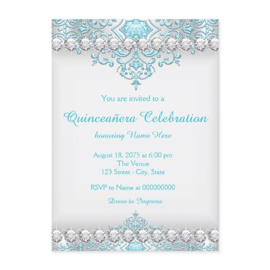 Turquoise and Silver Diamond Quinceanera