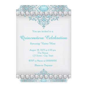 Turquoise and Silver Diamond Quinceanera