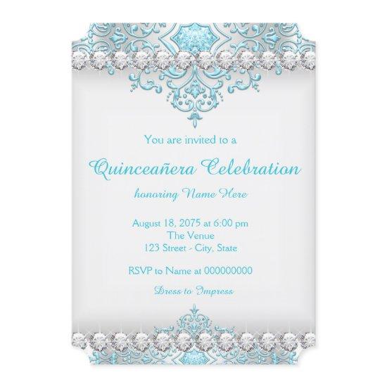 Turquoise and Silver Diamond Quinceanera