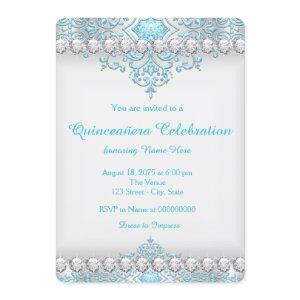 Turquoise and Silver Diamond Quinceanera