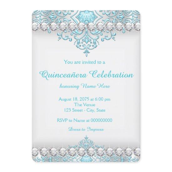 Turquoise and Silver Diamond Quinceanera