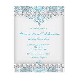 Turquoise and Silver Diamond Quinceanera