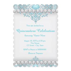Turquoise and Silver Diamond Quinceanera